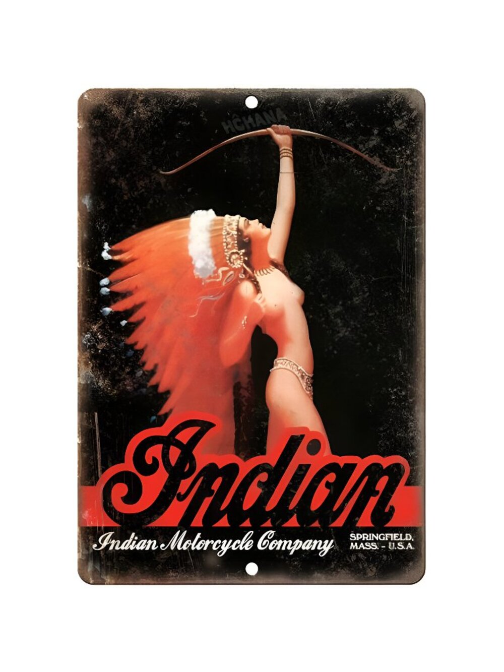 12x16inches,Indian Motorcycle Company Girl and Nostalgia Wall Decorated Tin Sign